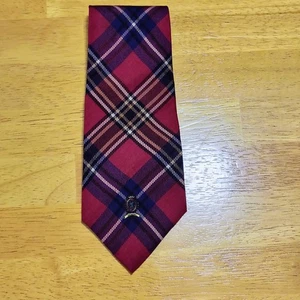 Vintage Tommy Hilfiger Mens Red & Blue Plaid Necktie With Emblem - Picture 1 of 5