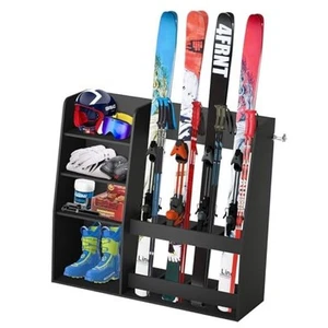 Ski Storage Rack Organizer Stand Holder Floor Mount Fits 4 Pairs of Skis and - Picture 1 of 7