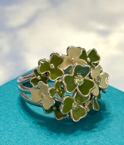 Anello Designer SD IRLANDA Argento Sterling Peridoto Trifoglio Irlandese 925 8 - Foto 1 di 3