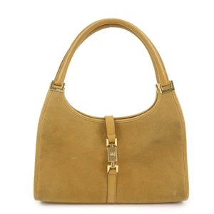 GUCCI Jackie Suede Leather Shoulder Bag Hand Bag Camel 002・1068 Auth Used F/S - Picture 1 of 24