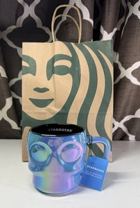 RARE 2025 Starbucks Halloween- Dia De Muertos -Iridescent Blue Skull Mug 14 Oz - Picture 1 of 8