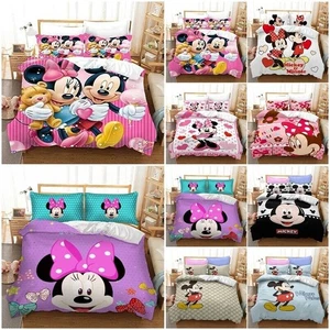 Mickey Minnie Mouse Quilt Duvet Cover Pillowcase Bedding Set Single Double - Picture 1 of 42