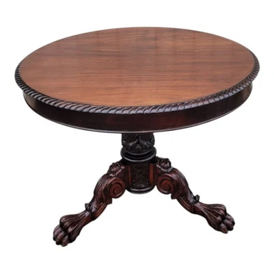 Mesa de centro American Federal del siglo XIX de caoba muy tallada restaurada Foto 1 de 4