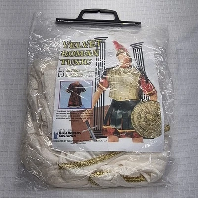 Túnica romana de terciopelo marfil con ribete metálico dorado para hombre grande disfraz con disfraces  Foto 1 de 4
