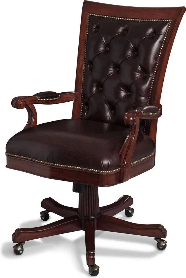 Lujosa silla giratoria italiana de cuero caoba Foto 1 de 1