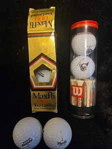Vintage Golf Ball Lot 2x St Louis Ram Logo 3x Maxflu Ddh - Picture 1 of 5