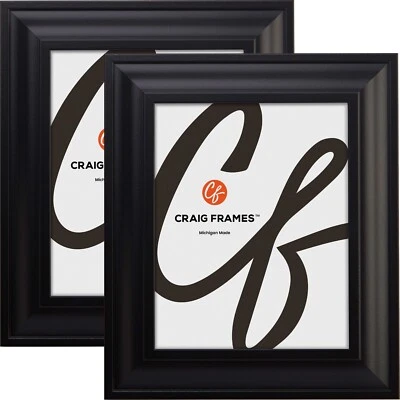 CRAIG FRAMES Contemporary Upscale, 2" Black Picture Frames, Common Sizes, 4x5-24x36, 2-Pack