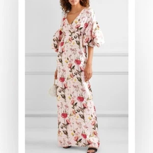Perlmutt Blumendruck Puffärmel Maxikleid Damengröße 10 neu mit Etikett - Bild 1 von 6