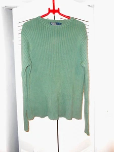 RALPH LAUREN OLIVE HEAVY COTTON RIBBED SWEATER--SIZE MEDIUM - Picture 1 of 2