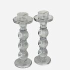 Studio Crystal Glass Candlestick Holders Pair - 10.5’’ Tall Candle Holder 