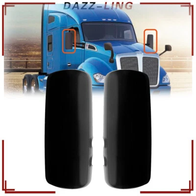 Black Door Mirror Covers Pair For 2013-2019 Kenworth T680 T880 Left & Right Side Foto 1 de 4