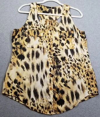 Camiseta sin mangas Milano para mujer mediana M marrón negra estampado animal sin mangas cuello redondo Foto 1 de 4