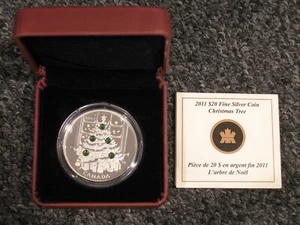 Árbol de Navidad Canadá 2011 plata $20 con caja y certificado de autenticidad - Imagen 1 de 3