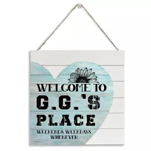 Welcome to G.G.'s Place Sign Heart Plaque, Mother's Day Gift for Grandma, Wooden - Picture 1 of 7