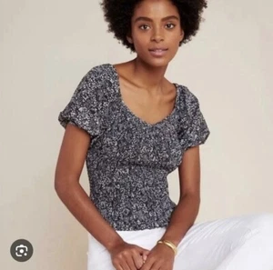 Anthropologie Aurelia Smocked Top Size Small Smocked Puff Sleeve Ditsy Floral * - Picture 1 of 7