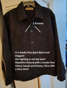 Italian style Jacket By: AXIST Has a Suede feel Button Front Ebony Black Vintage - Picture 1 of 3