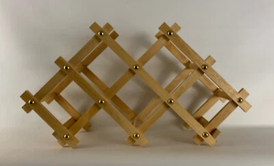 Acordeón moderno danés vintage de mediados de siglo playa madera portabotellas de vino años 80 Foto 1 de 4