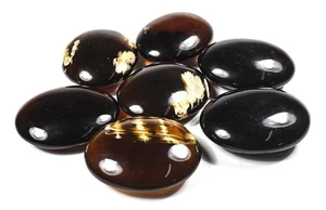 52mm Orange Black Amber Palm Stone Natural Gemstone Fossil Pebble Indonesia 1PC - Picture 1 of 8