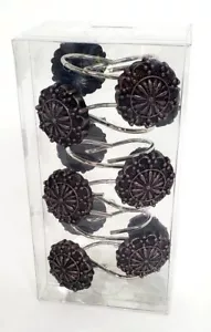 Antique Ruffle Sheffield Bronze Shower Curtain Hooks ~ New ~ 12 Shower Rings - Picture 1 of 8