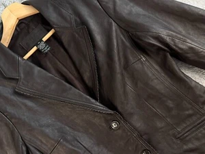 Jaclyn Smith giacca di pelle donna 14 tasche marrone scuro con bottoni - Foto 1 di 10