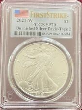 2021-W $1 American Burnished Eagle Type 2 PCGS SP70 First Strike Flag label
