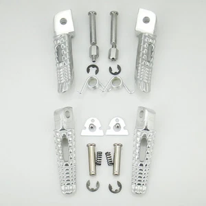 Motorcycle Front & Rear Footrest Footpegs For Suzuki GSXR600/750 2006-2014 Silve - Picture 1 of 3