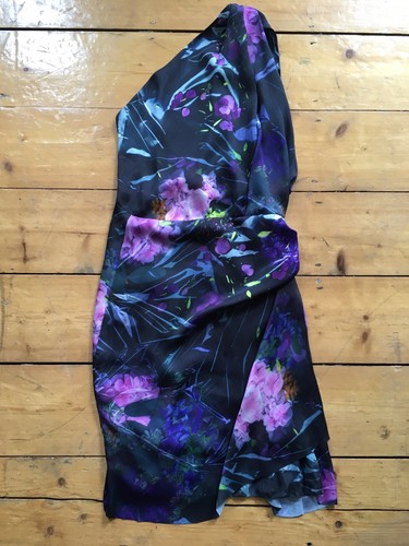 Abito ACNE STUDIOS monospalla nero stampa floreale senza schiena taglia 38