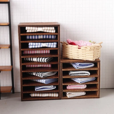 2X 1:12 Dollhouse Furniture Wooden Towel Shelf  Bathroom Accessories Towel Rack - Image 1 of 4