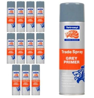 Tetrosyl ATS010 Trade Spray Paint Grey Primer 500ml x 12
