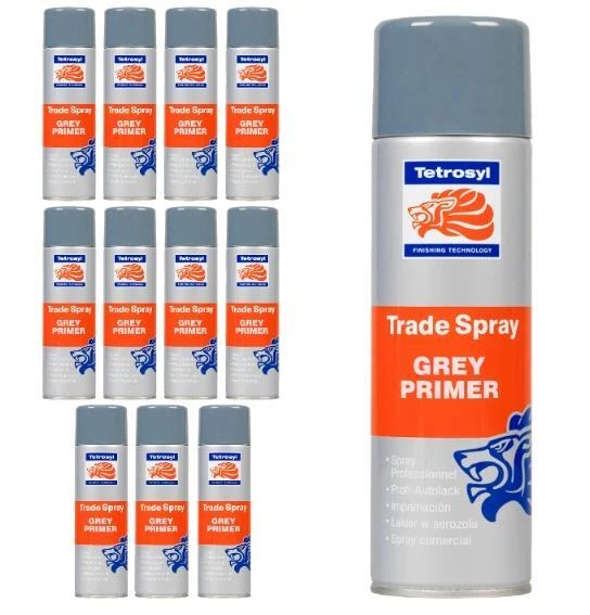 Tetrosyl ATS010 Trade Spray Paint Grey Primer 500ml x 12