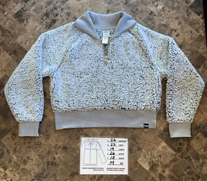 New PINK Victorias Secret Grey Sherpa Fleece Pullover Zip Crop Sweater Size M - Picture 1 of 9