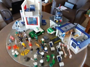 playmobil Konvolut Police Station Autos Hubschrauber Bauarbeiter Polizisten uvm - Bild 1 von 14