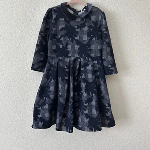 Janie & Jack Girls Dress Size 6 Blue Holiday Velvet Floral Collar - Picture 1 of 7