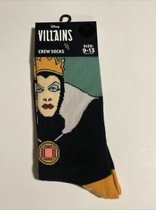 Calcetines Disney Villanos Unisex Crew Reina Malvada Blancanieves Talla 9-13 Nuevos - Imagen 1 de 2