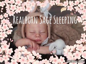 REALBORN KIT SAGE ASLEEP ON OFFER WITH FREE QUALITY SOFT DOE SUEDE BODY INC COA