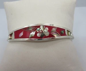 Sterling Silver Red bangle bracelet 925 6.75 inche - Picture 1 of 9