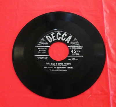 Decca Santa Claus is Comin' To Town Bing Crosby Andrew Sisters 45 rpm Record - Image 1 of 4
