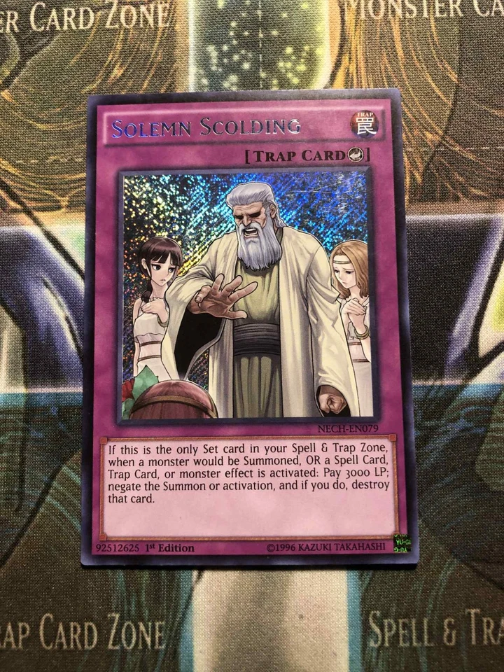 *** SOLEMN SCOLDING *** 1ST EDITION SECRET RARE NECH-EN079 YUGIOH! - Image 1 of 1
