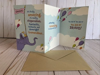 Dr. Seuss Card Congratulations Graduation Oh The Places You’ll Go Bravo Fold Out - Image 1 of 4