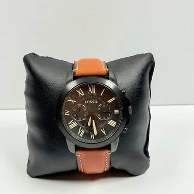 Reloj para hombre Fossil Grant cronógrafo esfera negra cuero marrón FS5241 Foto 1 de 4