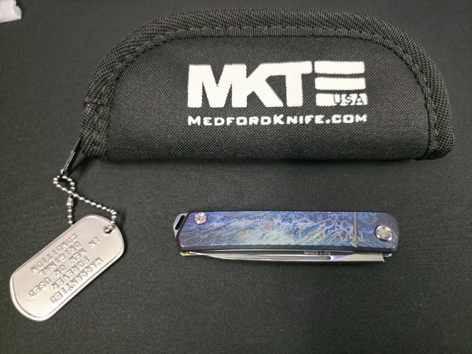 Medford Gentleman Jack S35VN Brushed Bolster Blue Titanium Slipjoint - Image 1 of 4