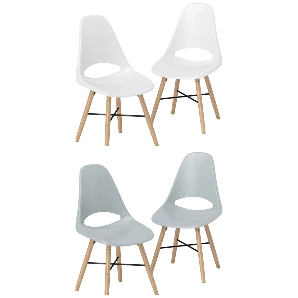 HOMCOM Set 2 Sedie da Pranzo in Plastica e Legno in Stile Scandinavo - Immagine 1 di 1