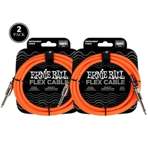PAQUETE DE 2 cables de instrumento recto a recto Ernie Ball FLEX 10 pies naranja 6416 - Imagen 1 de 11