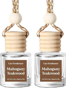 Auto Lufterfrischer hängend 2er Pack, Mahagoni Teakholz Diffusor für ätherische Öle - Bild 1 von 8