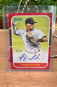 2021 Donruss Baseball Thairo Estrada Red Autograph 02/99 - Picture 1 of 7