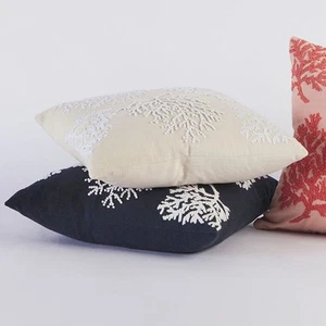 Coral Reef Embroidered Cushion - Picture 1 of 8