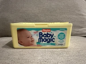 Vintage Baby Magic Baby Feuchttücher gelb Box Behälter leer nachfüllbar - Bild 1 von 5