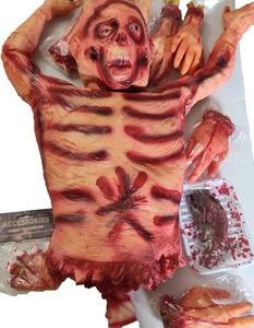 Juego de utilería de piezas de cuerpo sangrientas de Halloween torso manos pies extremidades falsas decoración embrujada - Imagen 1 de 6