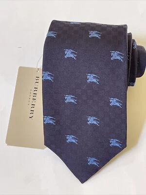 NEW Burberry Blue Square Mans 100% Silk Tie Authentic Italy 3.5" 0350391 - Image 1 of 4