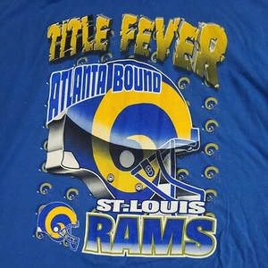 St Louis Rams Shirt Mens XL Blue Atlanta Bound Y2K Title Fever Rare VTG 2000 - Picture 1 of 11